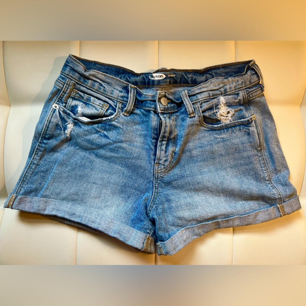 Distressed Light Wash High Waisted Jean Shorts
